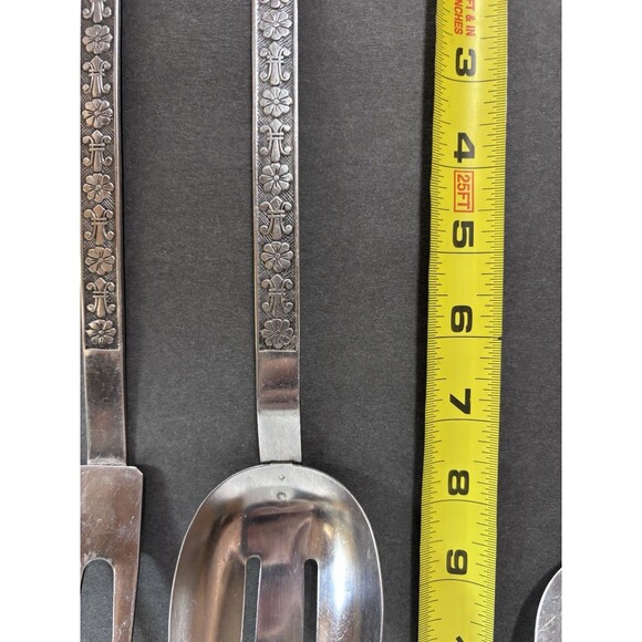 Interpur Stainless FLORENZ 8 PETAL Slotted Spoon Meat Fork Spatula Long Handle - Picture 7 of 8